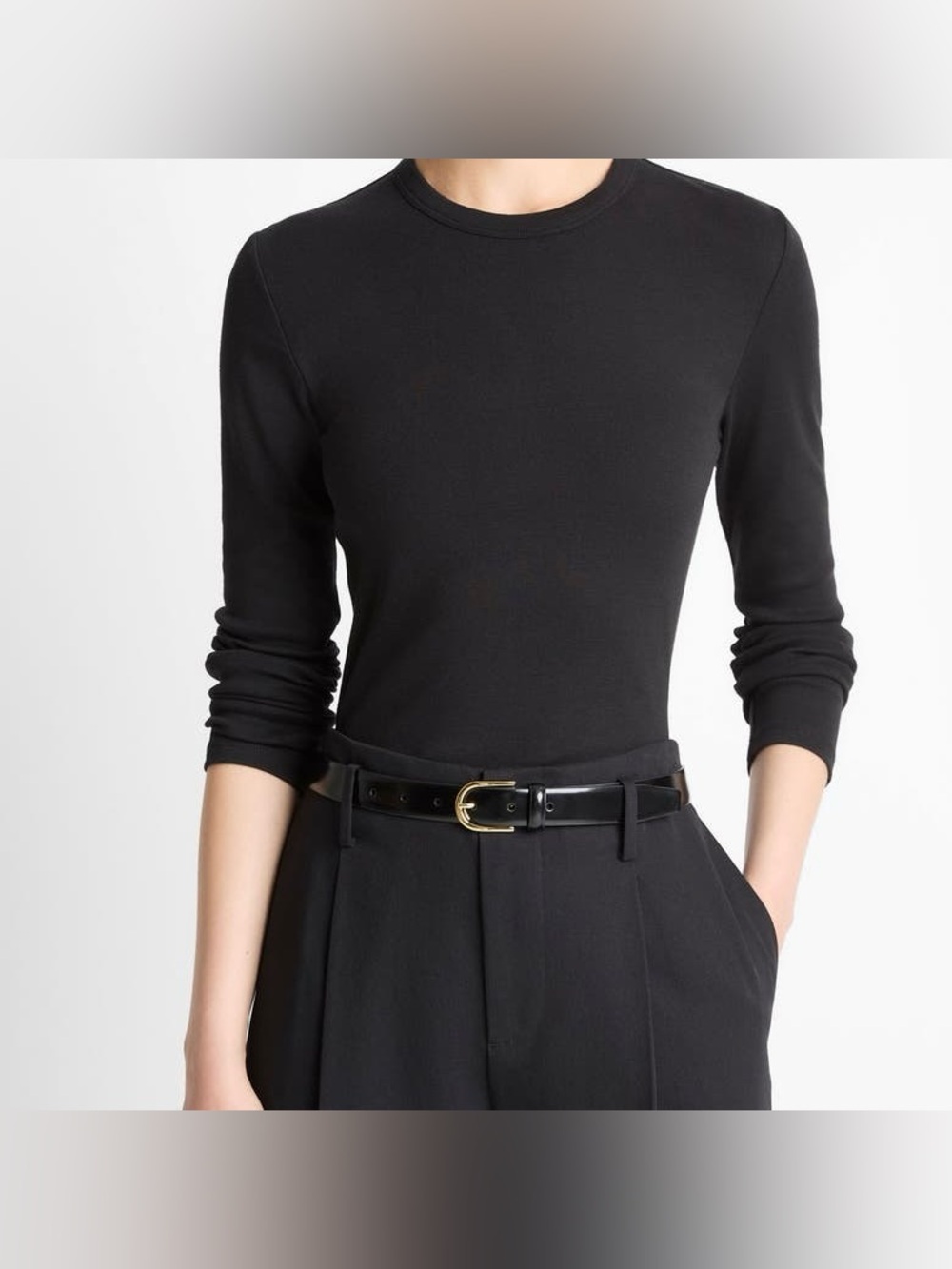 Vince. basic plain long sleeve t shirt in black